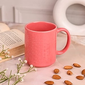 anwaliya bendis series ceramic coffee mug set of 1 400ml handcrafted design tea cups stackable chip resistant large serving green tea cups brick color may vary