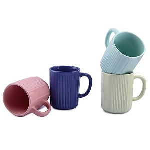 anwaliya ceramic coffee mug set of 4 350ml handcrafted design tea cups stackable chip resistant large serving green tea cups arial color may vary
