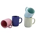 Anwaliya Ceramic Coffee Mug Set of 4 (350ml) Handcrafted Design Tea Cups Stackable, Chip Resistant, Large Serving Green Tea Cups, Arial (Color May Vary)