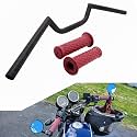 AnXin Motorcycle 7/8'' 22MM Handlebar with Rubber Handlebar Grips Cafe Racer Ace Clubman Style Handlebars Universal for Bobber Custom Application Red