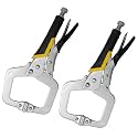 Anxingo 2 Pack 11 inch C-Clamp Locking with Swivel Pads Heavy Duty Pliers for Craftsmen Home Workshop, Metal Face Clamps