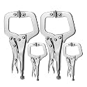 Anxingo 4 Pack Heavy Duty C-Clamp Locking, (2x6" + 2x11" Tips) C-Clamps with Swivel Pads for Craftsman Home Workshop