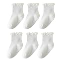 ANYANIME Toddler Socks Ruffle for Girls Baby Grip Socks Non Slip Cute Frill