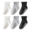 ANYANIME Toddler Socks Ruffle for Girls Baby Grip Socks Non Slip Cute Frill