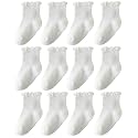 ANYANIME Toddler Socks Ruffle for Girls Baby Grip Socks Non Slip Cute Frill