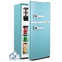 Anypro 3.2 Cu.Ft Fridge with Freezer with 2 Doors, Refrigerator with 7 Level Temperatures, LED Light, Adjustable Shelves, Food Storage Cooling Drink for Bedroom, Office, Dorm, Apartment, Blue