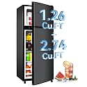 Anypro 4.0 Cu.Ft Fridge with Freezer, Double Door Refrigerator with 6 Level Thermostat, LED Light, Adjustable Glass Shelves for Bedroom, Office, Dorm, Apartment, Black