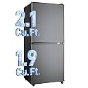 Anypro Double Door Fridge with Bottom Freezer, 4.0 Cu.Ft Refrigerator with Drawer, 7 Adjustable Temperature Settings for Bedroom, Dorm, Office, Apartment, Large Capacity, Black