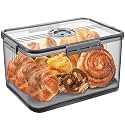 ANYPROLUS Bread Box for Homemade Bread Boxes for Kitchen Counter Airtight, Time Recording Bread Storage Container with Lid, Bread Containers Storage Airtight Loaf Bread Keeper, Large, Dark Grey
