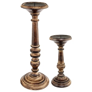 anything amp everything handmade wooden candle holder stand for home decor on christmas and diwali set of 2 - burned