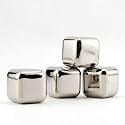 Anything & Everything Stainless Steel Ice Cubes (Pack of 4),Whiskey Stones, Reusable Chilling Stones with Tongs for Whiskey Wine, Vodka, Liqueurs, White Wine, Beer, Stainless Steel ice Cubes