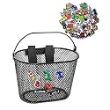 ANZOME Kids Bike Basket, Bicycle Basket for Boy and Girl, Waterproof Metal Wire Children's Bicycle Basket, Suitable for Most Children's Bicycles and Kids Tricycles