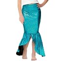 Halloween Mermaid Skirts Elastic High Waisted Long Skirt Blue XL