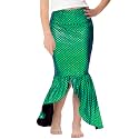 Halloween Mermaid Skirts Elastic High Waisted Long Skirt Green S
