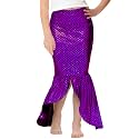 Mermaid Tail Costume Kid Girls Halloween Sparkly Fish Tail Skirts High Waisted Party Skirt 7-8 Years Purple
