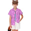 AOBUTE Unisex Kids Hawaiian Shirt Boys Button Up Shirts Girls Short Sleeve Aloha Golf Top 5-14 Years