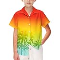 AOBUTE Unisex Kids Hawaiian Shirt Boys Button Up Shirts Girls Short Sleeve Aloha Golf Top 5-14 Years