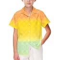 AOBUTE Unisex Kids Hawaiian Shirt Boys Button Up Shirts Girls Short Sleeve Aloha Golf Top 5-14 Years