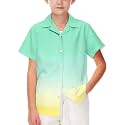 AOBUTE Unisex Kids Hawaiian Shirt Boys Button Up Shirts Girls Short Sleeve Aloha Golf Top 5-14 Years