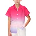 AOBUTE Unisex Kids Hawaiian Shirt Boys Button Up Shirts Girls Short Sleeve Aloha Golf Top 5-14 Years