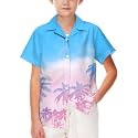 AOBUTE Unisex Kids Hawaiian Shirt Boys Button Up Shirts Girls Short Sleeve Aloha Golf Top 5-14 Years
