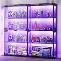 AODK 2-Pack Display Cabeint with Glass Doors, RGB Glass Display Case