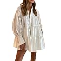 Summer Cotton V Neck Long Losse Sleeve