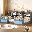 AOGLLATI Twin Floor Montessori Wooden Bed Frame for Toddlers,Grey