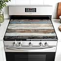 Multi-Design Stove Top Cover for Glass/Electric Stoves - 3-in-1 Heat-Resistant Protector Mat, Non-Slip Drying Rack 28"x20" (Wood Grain, 28" L x 20" W)