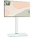 AOKCOS Swivel TV Floor Stand for 43-75 Inches TVs, 10 Level Height Adjustable Corner Extra Tall TV Stand Mount for Living Room/Bedroom, Holds up to 110 lbs,MAX VESA 600x400mm,White