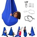 Aokitec Therapy Swing for Kids with Special Needs (Hardware Included) Snuggle Swing Cuddle Hammock Indoor Adjustable Aerial Yoga for Children with Autism, ADHD, Asperger, Sensory Integration(Blue)