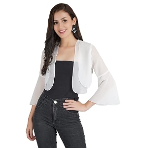 AOL Womens Cropped Layered Lightweight Sheer Three-Fourth
