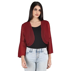 AOL Womens Cropped Layered Lightweight Sheer Three-Fourth
