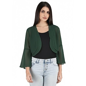 AOL Womens Cropped Layered Lightweight Sheer Three-Fourth