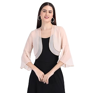 AOL Womens Cropped Layered Lightweight Sheer Three-Fourth