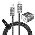Aolcev for iPhone Charger Fast Charging Bling USB C Wall Charger Block 30W