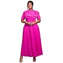 AOMEI Casual Church Dresses for Women 2026 Summer Pleated Short Sleeve Round Neck Dragonfly Spring Maxi Dress