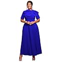 AOMEI Casual Church Dresses for Women 2026 Summer Pleated Short Sleeve Round Neck Dragonfly Spring Maxi Dress