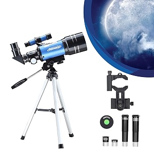 aomekie telescope for kids adults astronomy beginners 70mm refractor telescopes with tripod phone adapter finderscope 15x erecting eyepiece 3x barlow lens