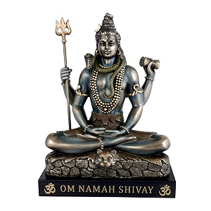 aona bonded bronze lord shiva in dhyana mudra for home decor height 7 inches multicolour