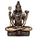 AONA Bonded Bronze Resin Lord Shiva in Dhyana Mudra, Large, 8.5 Inches, Brown, Lord Shiva