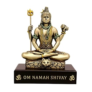 aona lord shiva with four hand dhyan mudra bonded bronze idol shiva statue height 3 inch