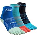 AONIJIE Toe Socks for Men and Women Athletic Hiking Coolmax Socks with toes - Soft Comfortable and Moisture Wicking