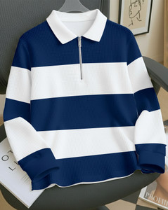 AOOSH Full Sleeve Striped Men Sweatshirt