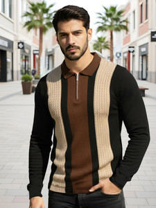 AOOSH Full Sleeve Striped Men Sweatshirt