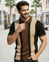 AOOSH Men Colorblock Polo Neck Cotton Blend