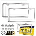 Aootf License Plate Frames Covers, Stainless Steel Frame & Clear Protector
