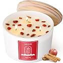 AOOVOO Apple Cinnamon Scented Candles for Women - 20oz 3 Wick Soy Candles for Home Scented, Aromatherapy Candle with Crystals Inside, Birthday Gifts Valentines Day Candle for Women Mom