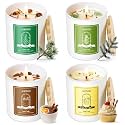 AOOVOO Holiday Candles Set for Women - 4 Pack Candles for Home Scented, Aromatherapy Candle with Crystals, 28 oz 200 Hour Long Lasting Candle, Winter Fragrance of Cedar, Fir, Hot Cocoa, Vanilla Cake