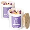 AOOVOO Lavender Scented Candle Set 2 Pack - Aromatherapy Candle with Crystals Inside, 20oz Soy Candles for Home Scented, Birthday Gifts Mothers Day Candle for Women Mom